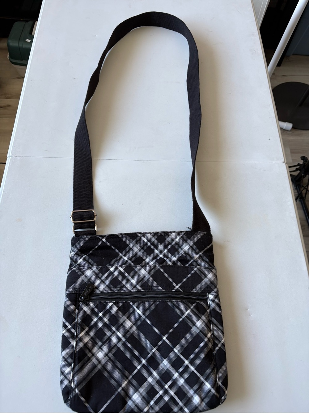 thirty-one Black and White Plaid Messenger Crossbody